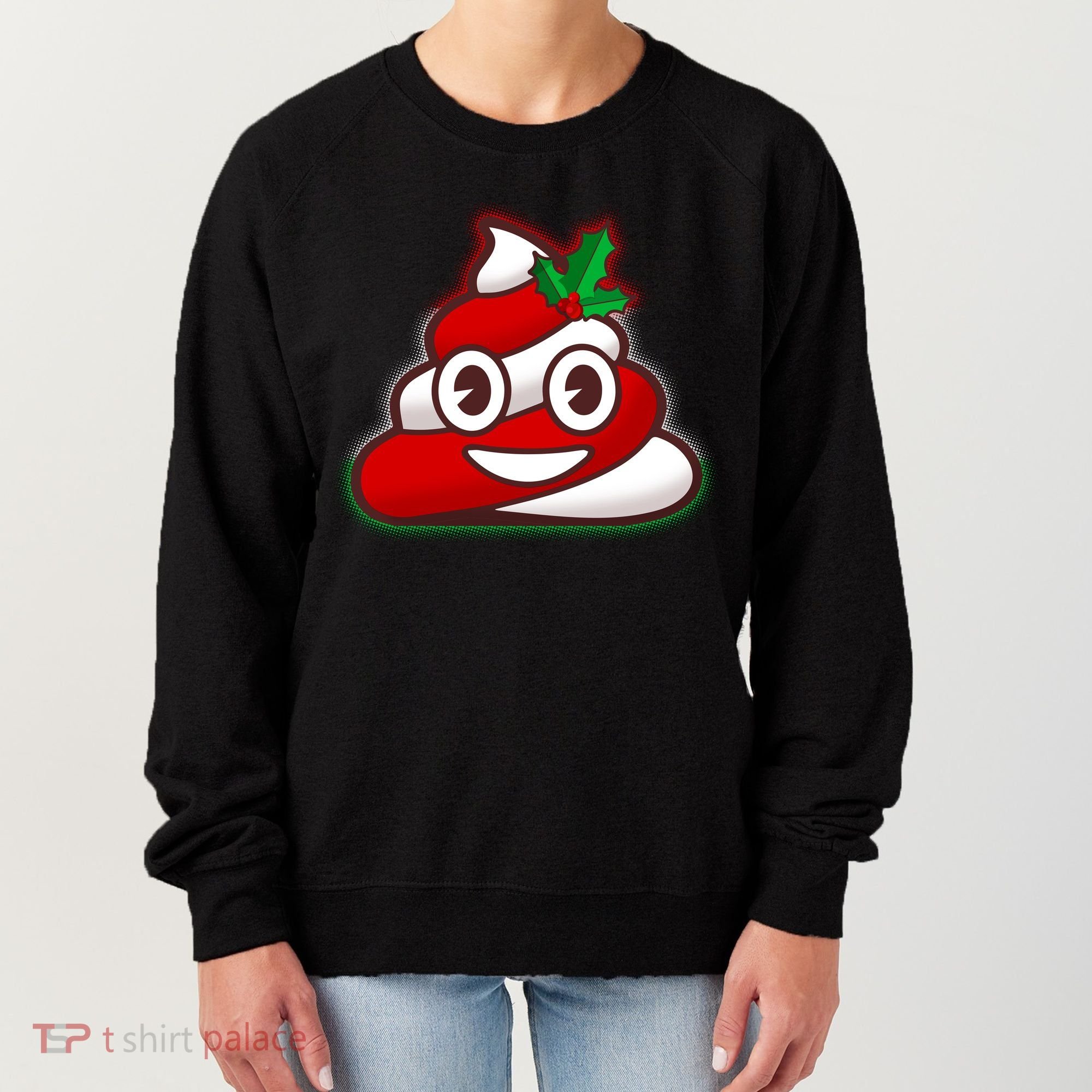 Funny Christmas Poop Emoji Women's Sweatshirt