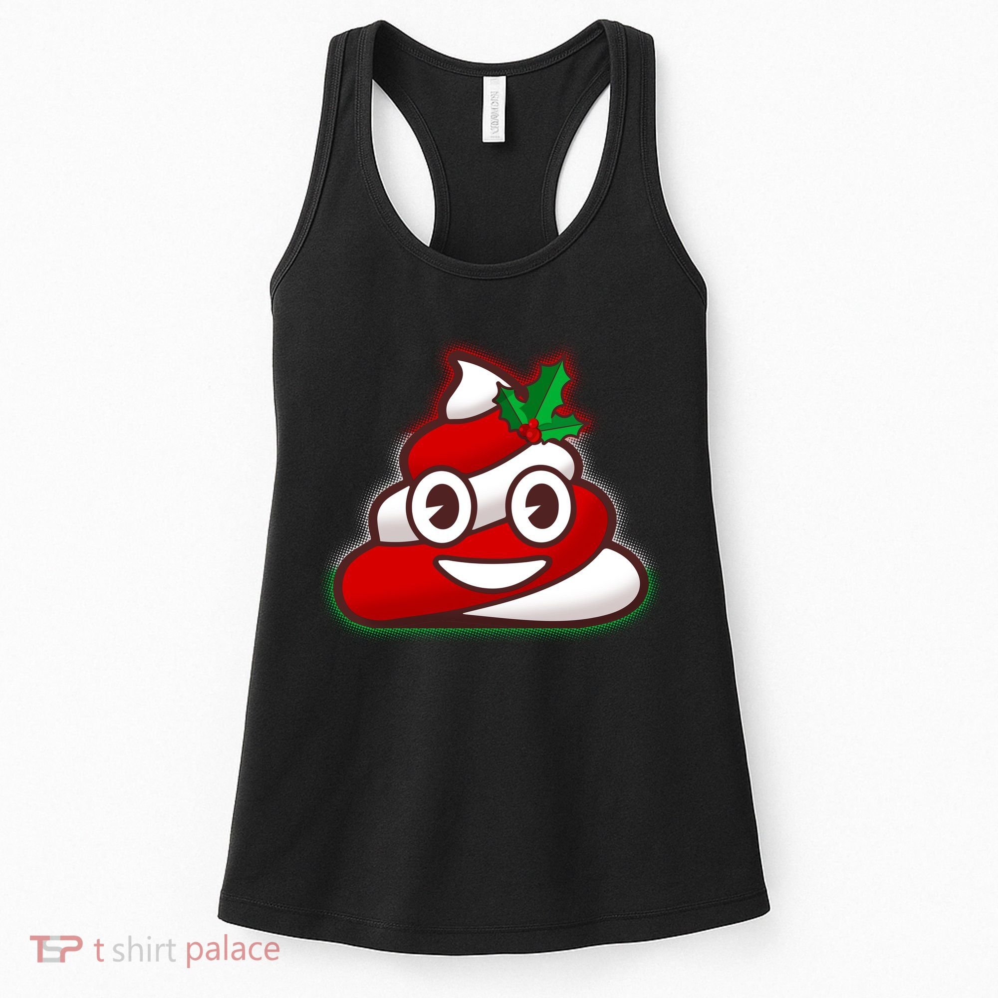Funny Christmas Poop Emoji Women's Tank Top