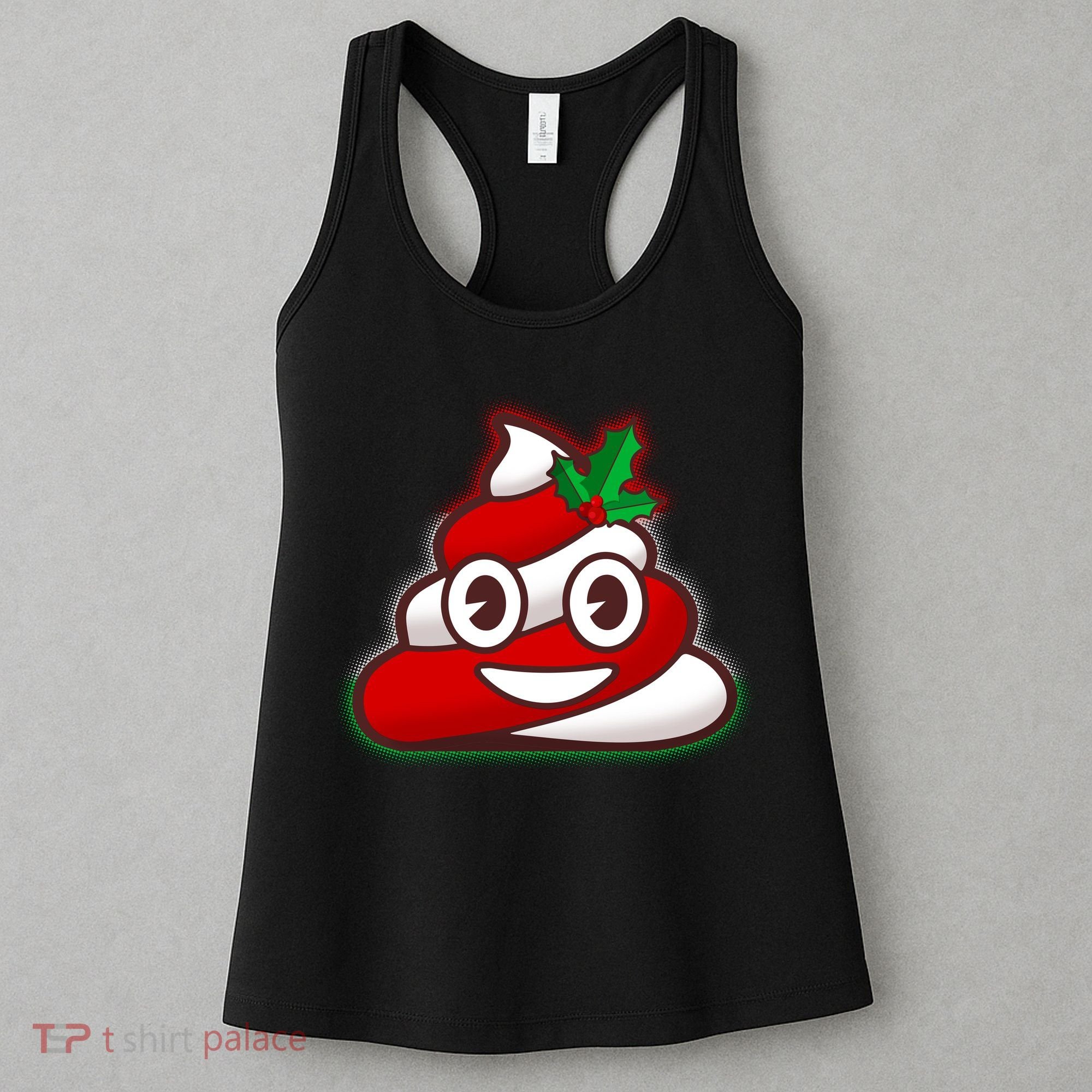 Funny Christmas Poop Emoji Women's Tank Top