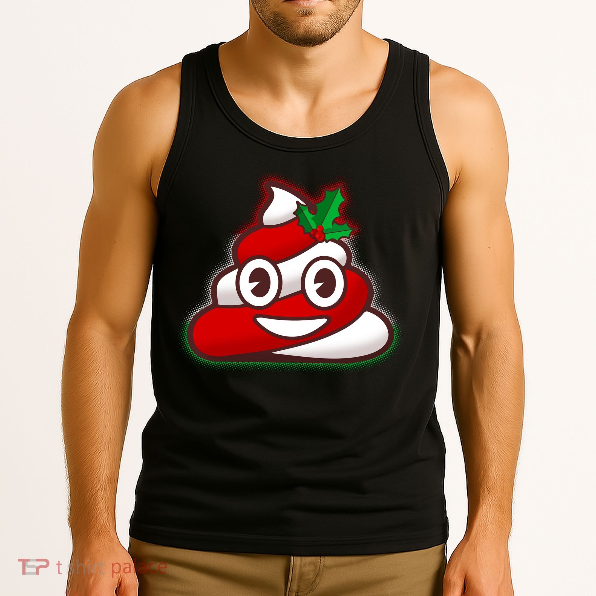 Funny Christmas Poop Emoji Tank Top