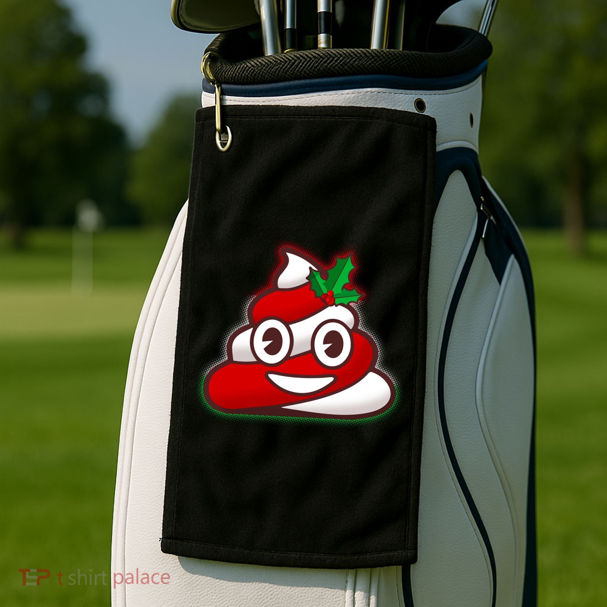 Funny Christmas Poop Emoji Golf Towel