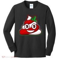 Funny Christmas Poop Emoji Kids Long Sleeve Shirt thumb 0