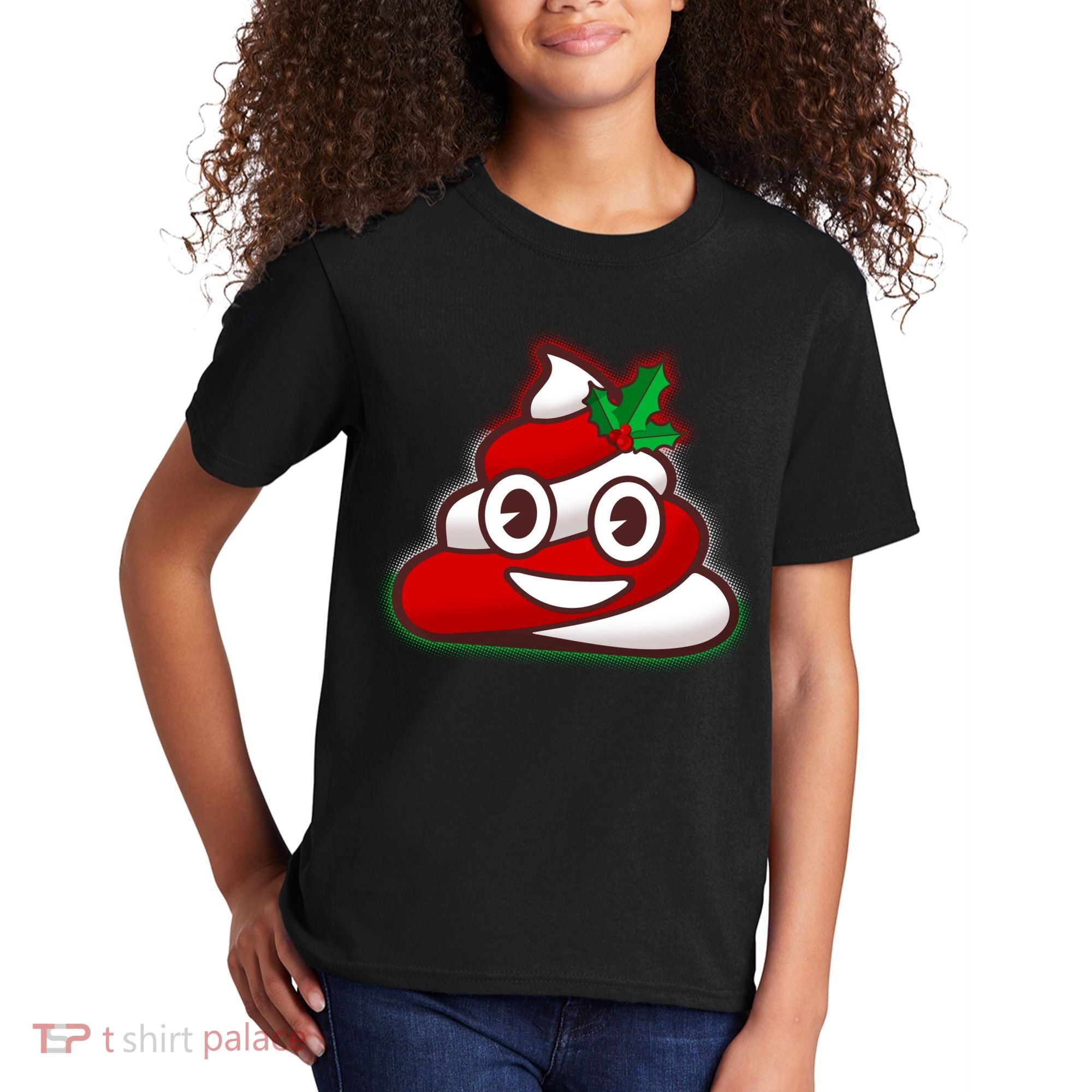Funny Christmas Poop Emoji Kids T-Shirt
