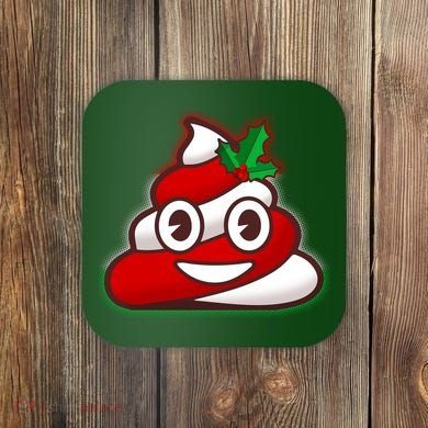 Funny Christmas Poop Emoji Coaster