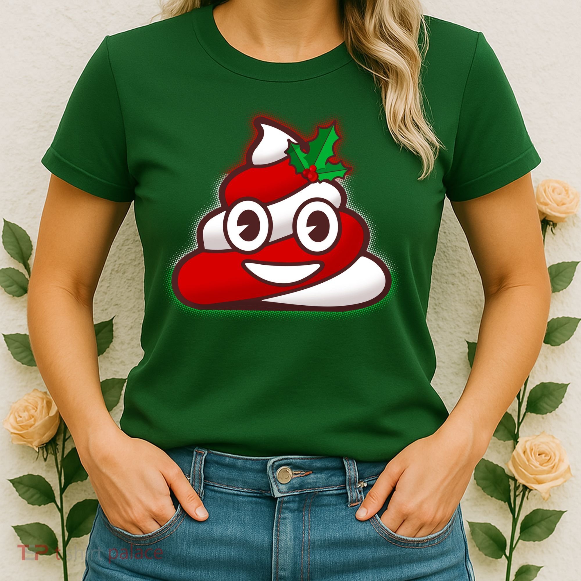Funny Christmas Poop Emoji Women's T-Shirt