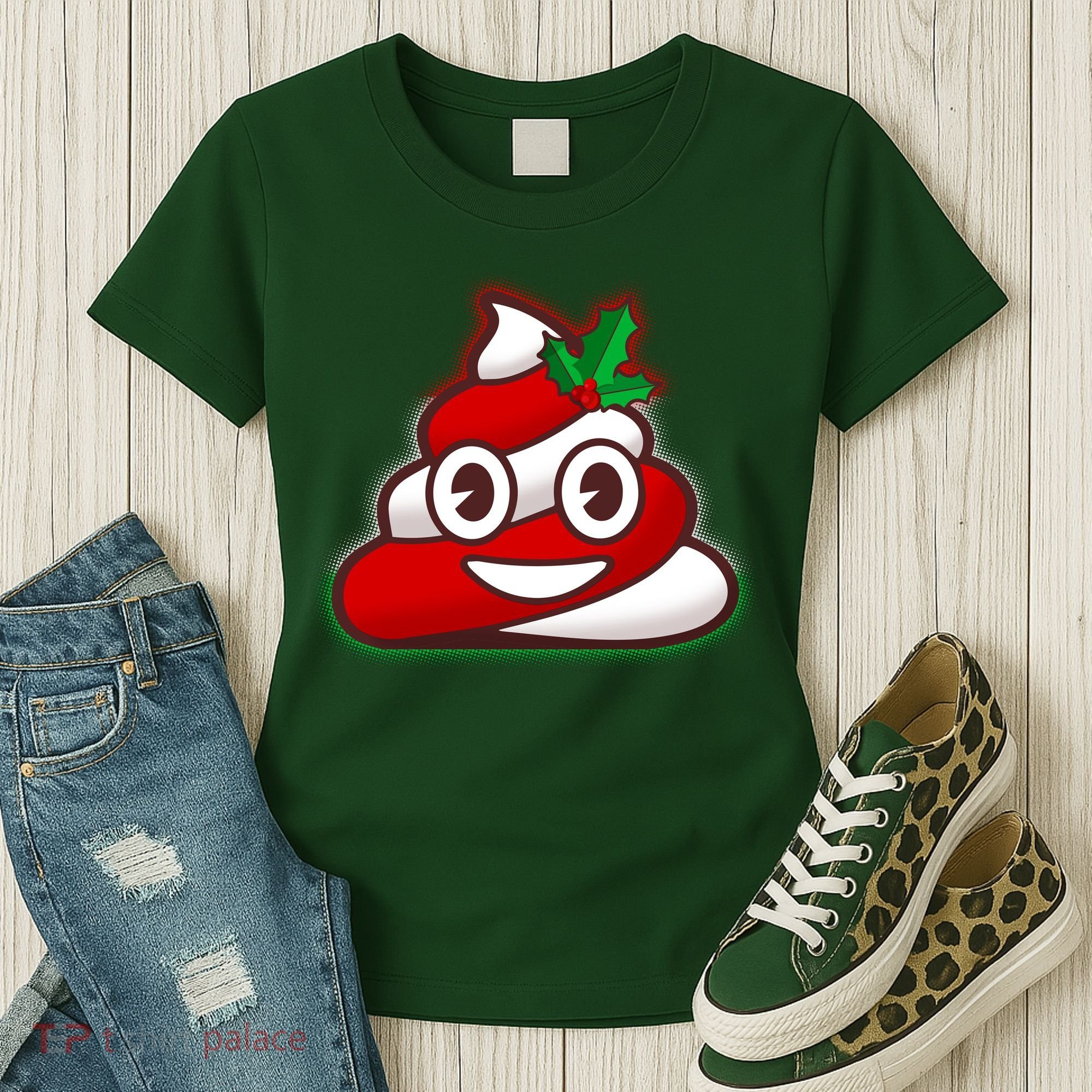 Funny Christmas Poop Emoji Women's T-Shirt