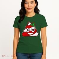 Funny Christmas Poop Emoji Women's T-Shirt thumb 4