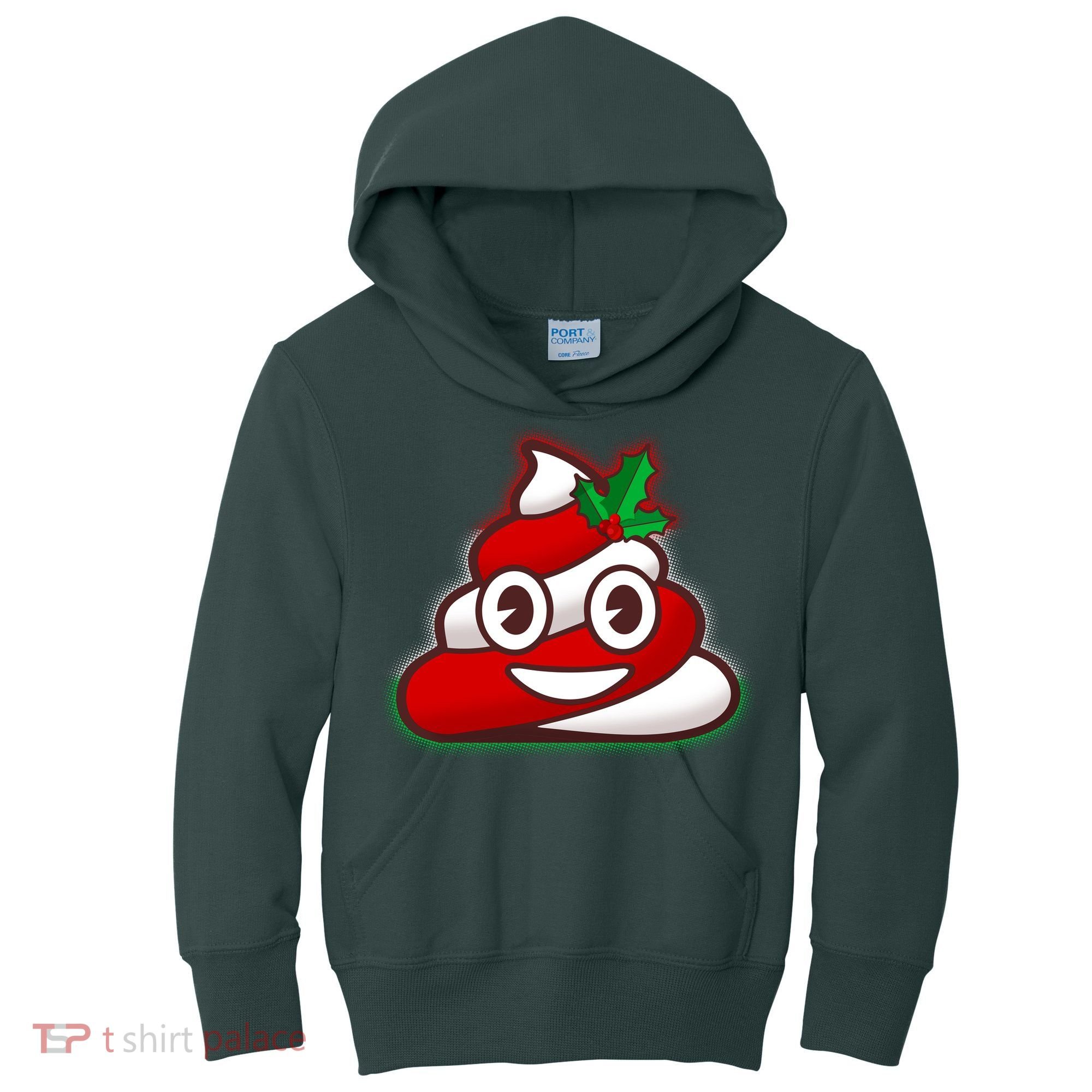 Funny Christmas Poop Emoji Kids Hoodie