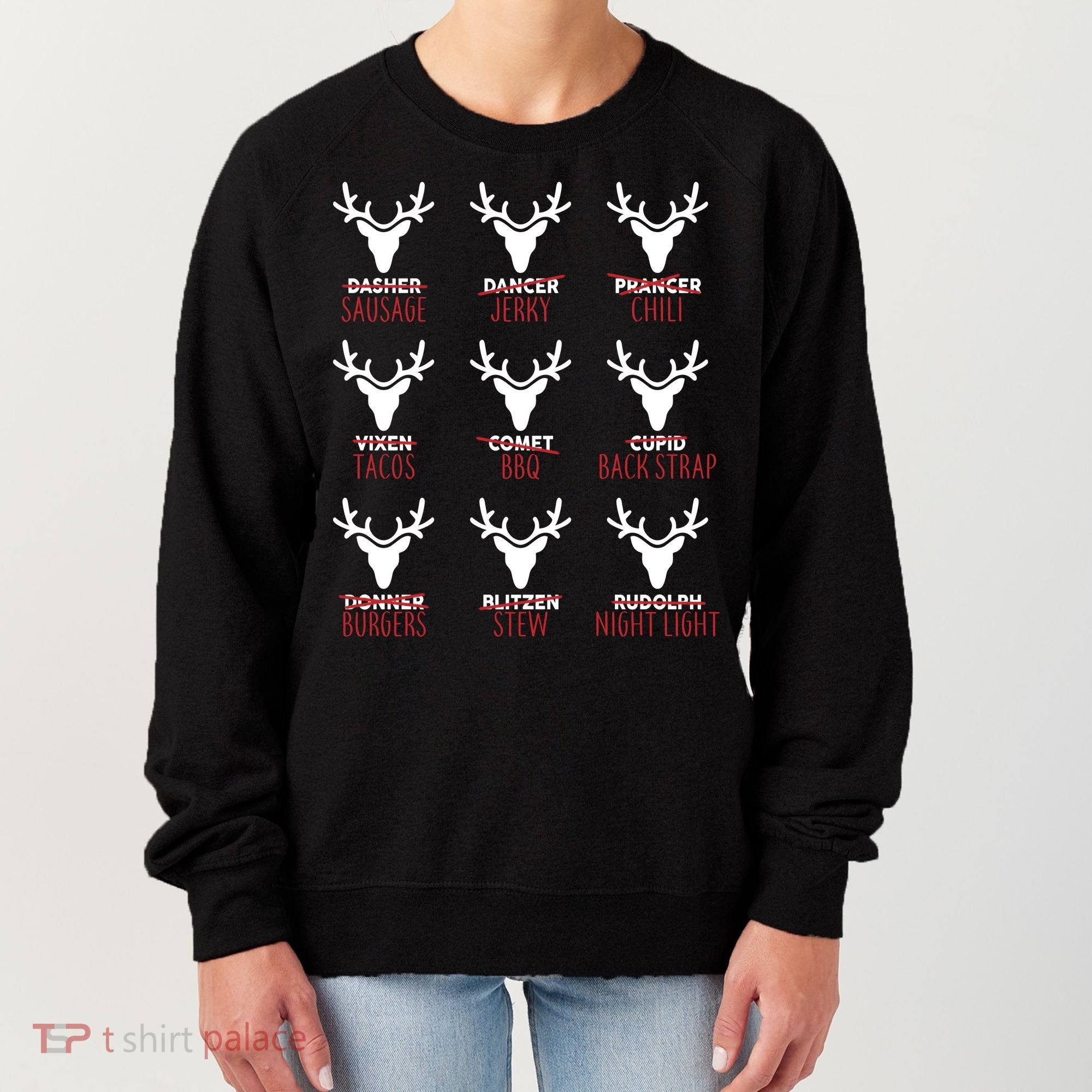 Funny Christmas Reindeer Names Women's Sweatshirt