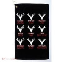 Funny Christmas Reindeer Names Golf Towel thumb 0