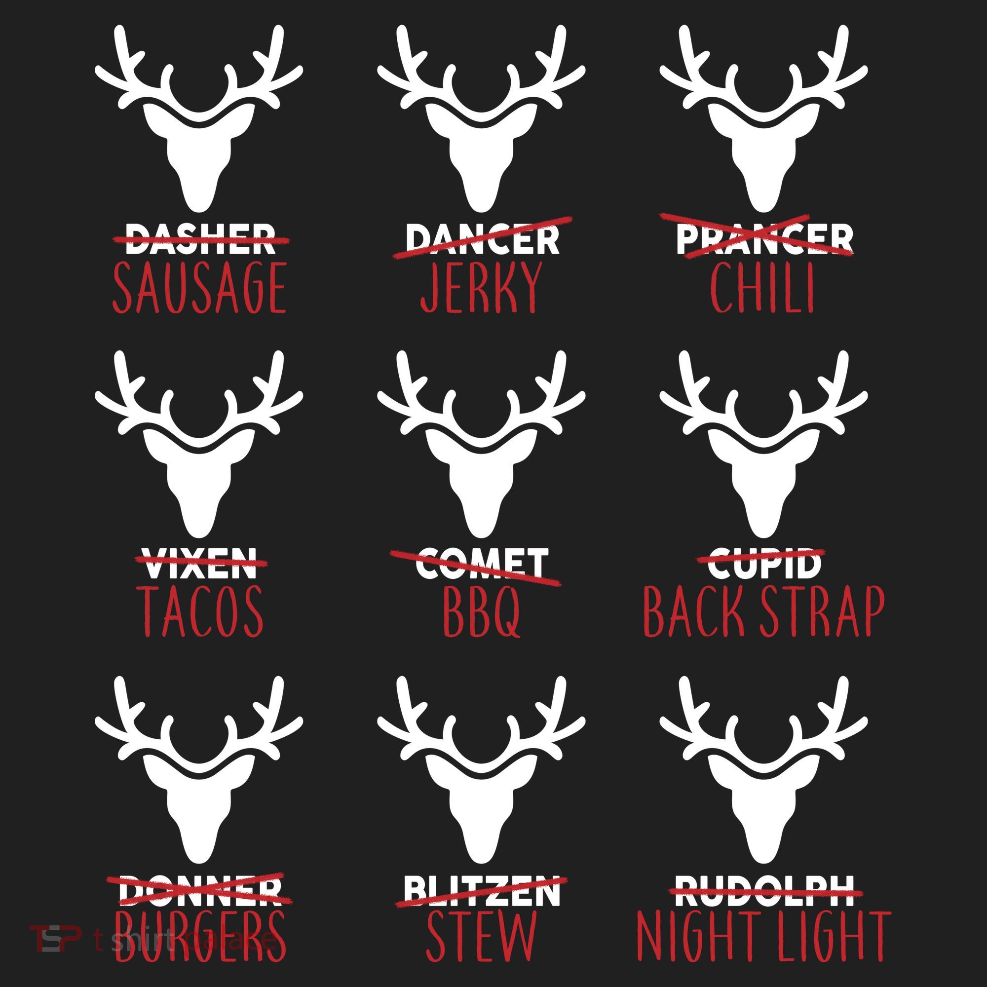 Funny Christmas Reindeer Names Golf Towel