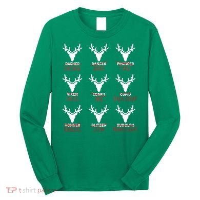 Funny Christmas Reindeer Names Long Sleeve Shirt