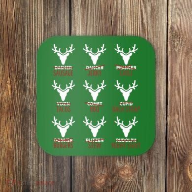 Funny Christmas Reindeer Names Coaster
