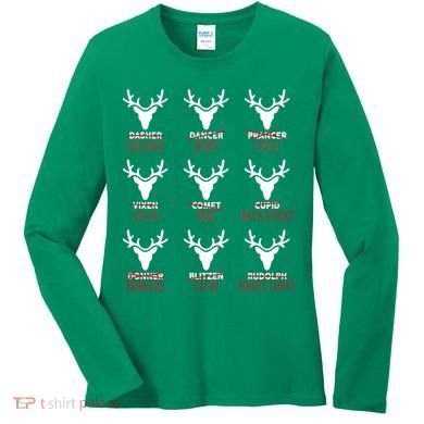 Funny Christmas Reindeer Names Women's Long Sleeve Shirt