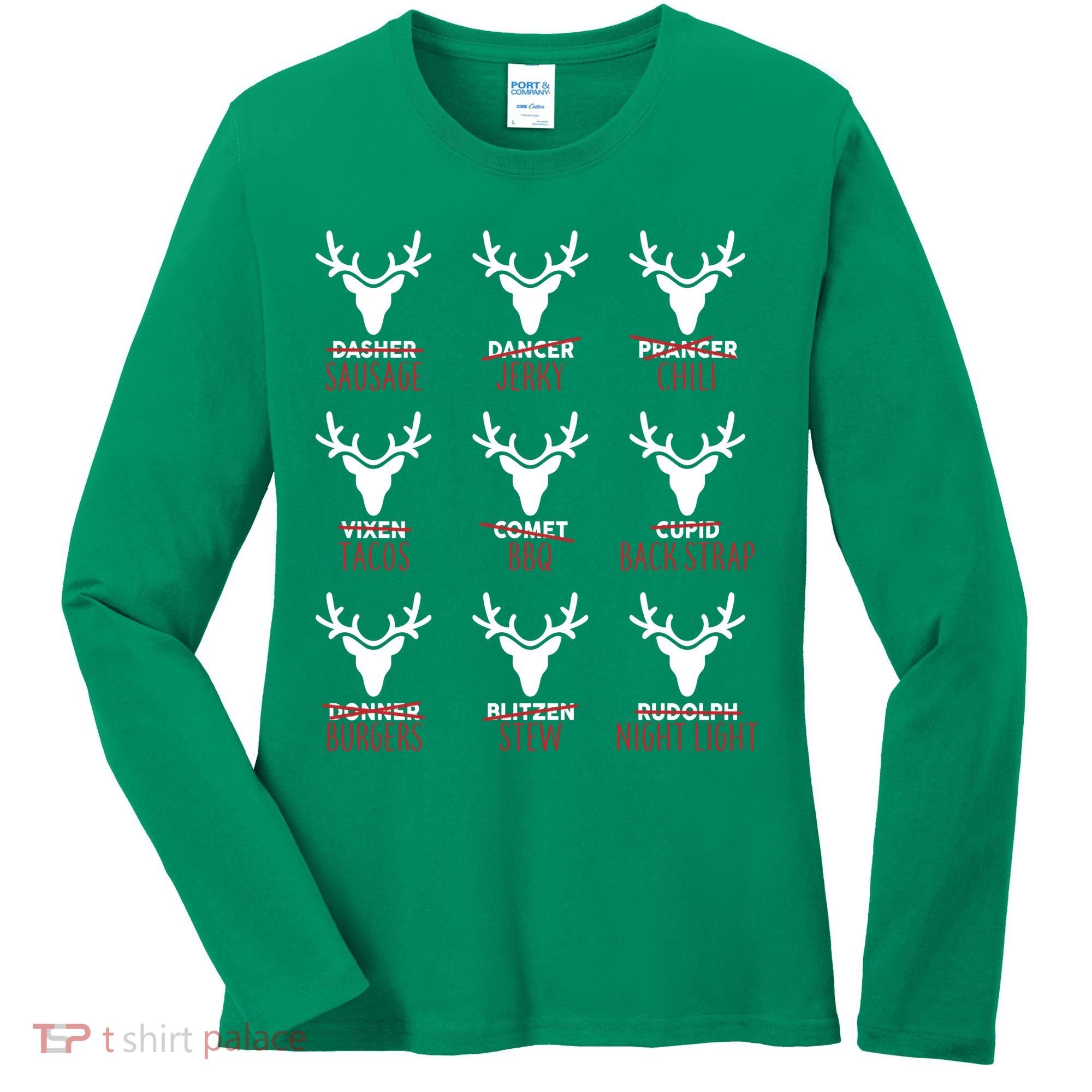 Funny Christmas Reindeer Names Women's Long Sleeve Shirt