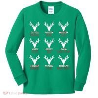 Funny Christmas Reindeer Names Kids Long Sleeve Shirt thumb 0