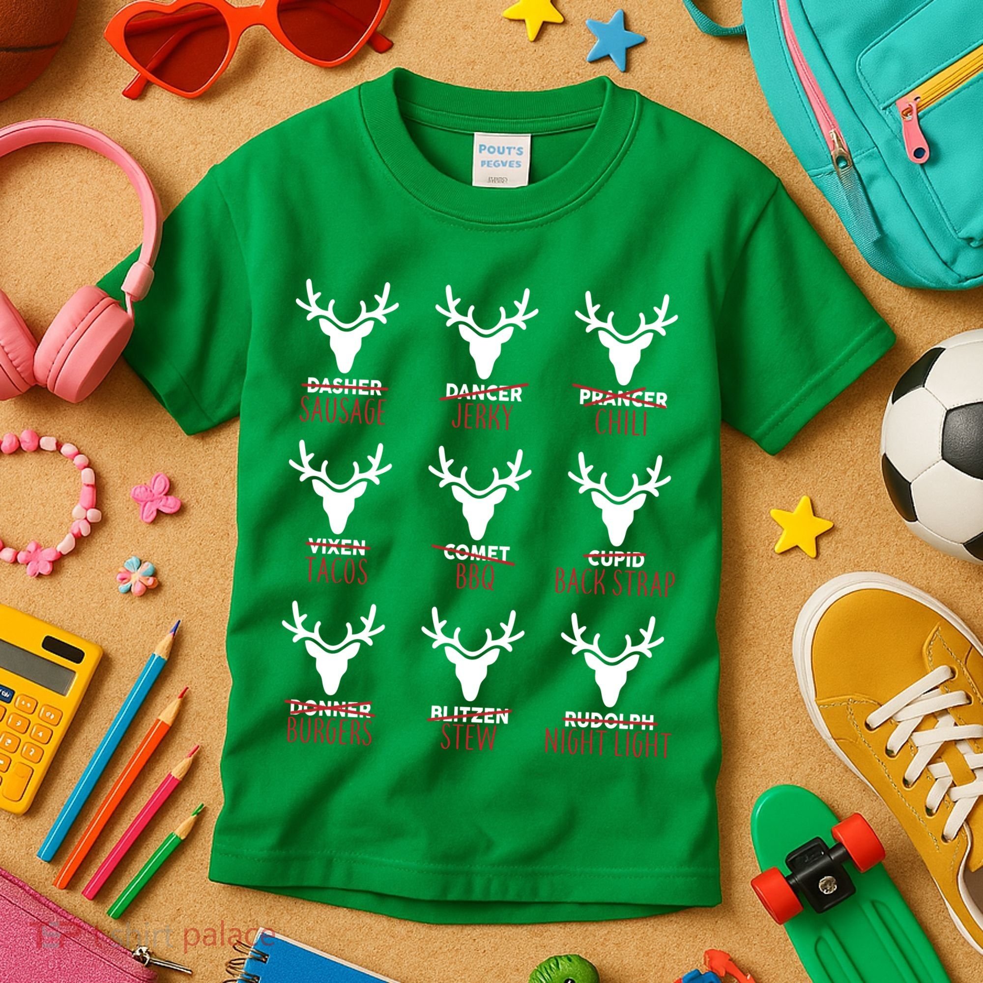 Funny Christmas Reindeer Names Kids T-Shirt