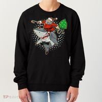 Funny Christmas Santa Riding Shark Women's Sweatshirt thumb 0