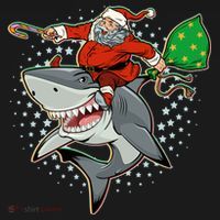Funny Christmas Santa Riding Shark Doggie Tank thumb 4
