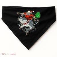 Funny Christmas Santa Riding Shark USA-Made Doggie Bandana thumb 0
