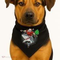 Funny Christmas Santa Riding Shark USA-Made Doggie Bandana thumb 1