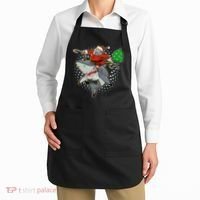 Funny Christmas Santa Riding Shark Apron thumb 2