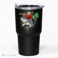 Funny Christmas Santa Riding Shark Tumbler thumb 0