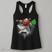 Funny Christmas Santa Riding Shark Women's Tank Top thumb 3