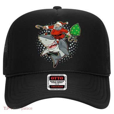 Funny Christmas Santa Riding Shark Hat