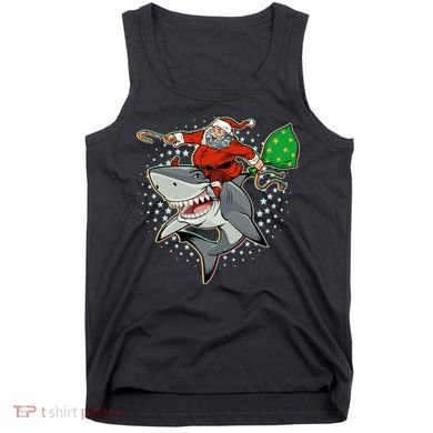 Funny Christmas Santa Riding Shark Tank Top