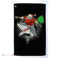 Funny Christmas Santa Riding Shark Golf Towel thumb 0