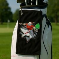 Funny Christmas Santa Riding Shark Golf Towel thumb 2
