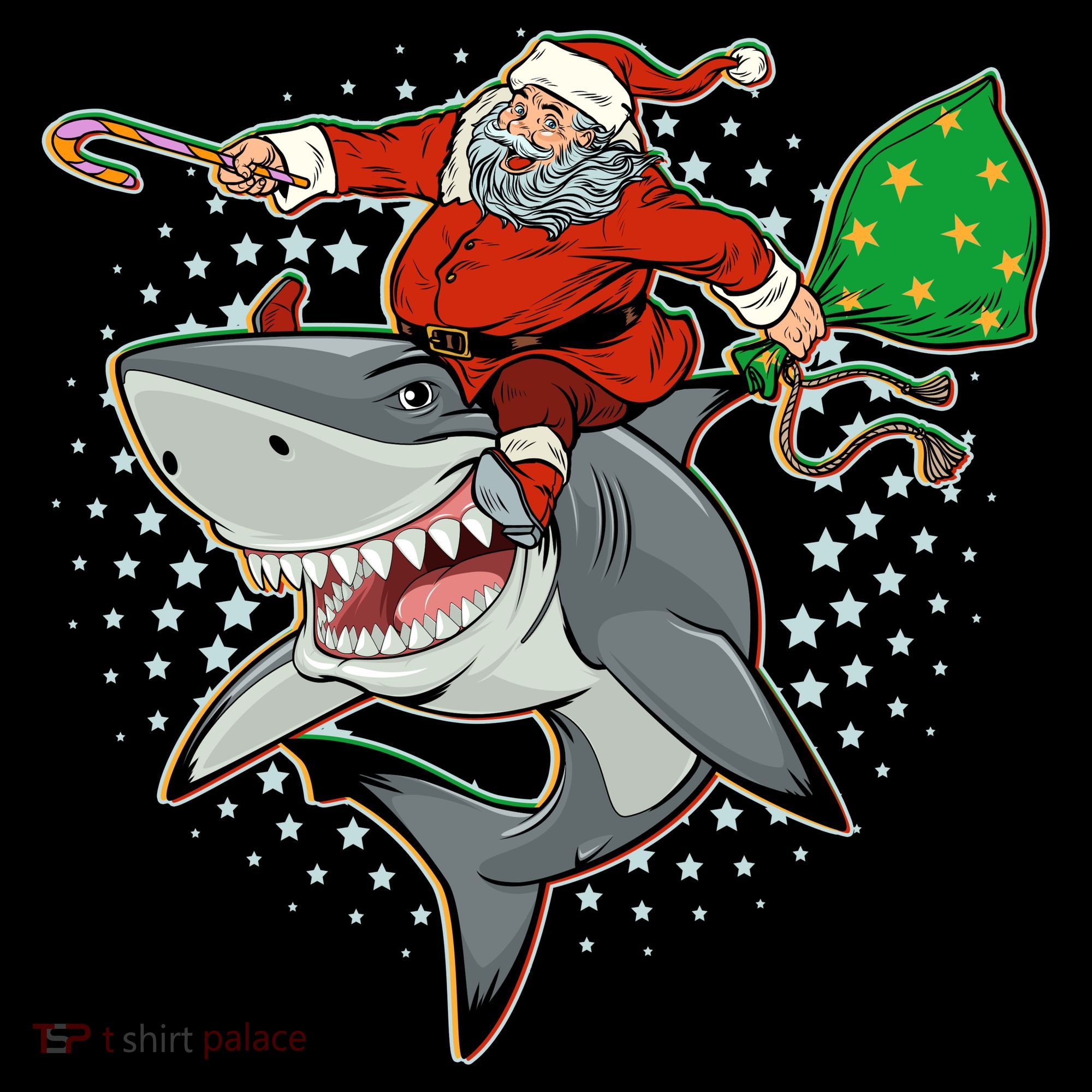 Funny Christmas Santa Riding Shark Visor
