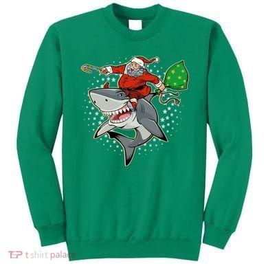 Funny Christmas Santa Riding Shark Sweatshirt