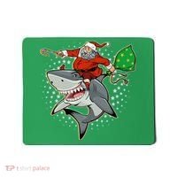 Funny Christmas Santa Riding Shark Mousepad thumb 0