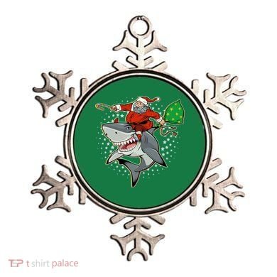 Funny Christmas Santa Riding Shark Ornament