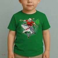 Funny Christmas Santa Riding Shark Toddler T-Shirt thumb 2