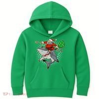 Funny Christmas Santa Riding Shark Kids Hoodie thumb 0