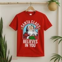 Funny Christmas Vintage Santa Claus Believe In You T-Shirt thumb 2