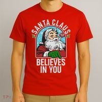 Funny Christmas Vintage Santa Claus Believe In You T-Shirt thumb 3