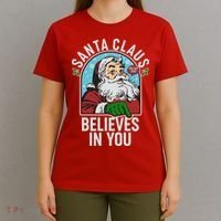 Funny Christmas Vintage Santa Claus Believe In You T-Shirt thumb 4