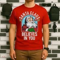 Funny Christmas Vintage Santa Claus Believe In You T-Shirt thumb 6