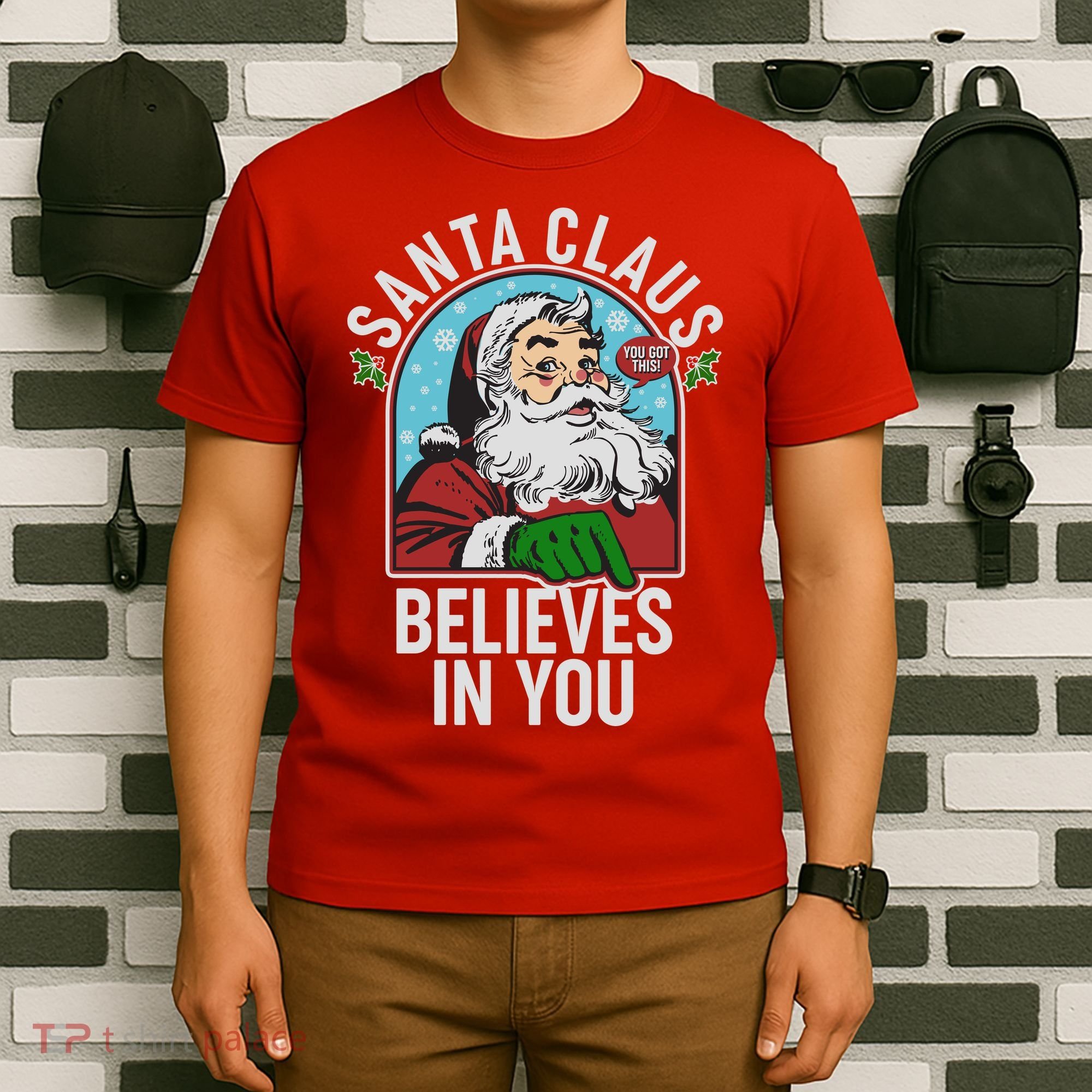 Funny Christmas Vintage Santa Claus Believe In You T-Shirt