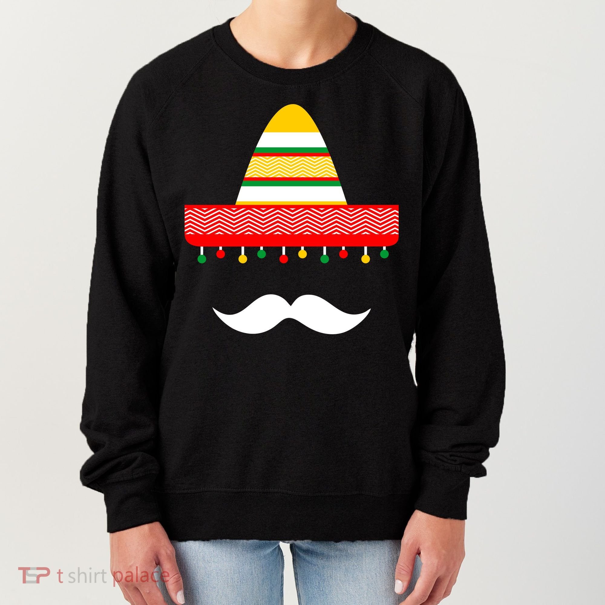 Funny Cinco De Mayo Mexican Hat Sombrero Mustache Women's Sweatshirt