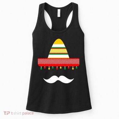 Funny Cinco De Mayo Mexican Hat Sombrero Mustache Women's Tank Top