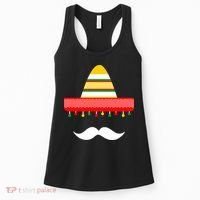 Funny Cinco De Mayo Mexican Hat Sombrero Mustache Women's Tank Top thumb 0