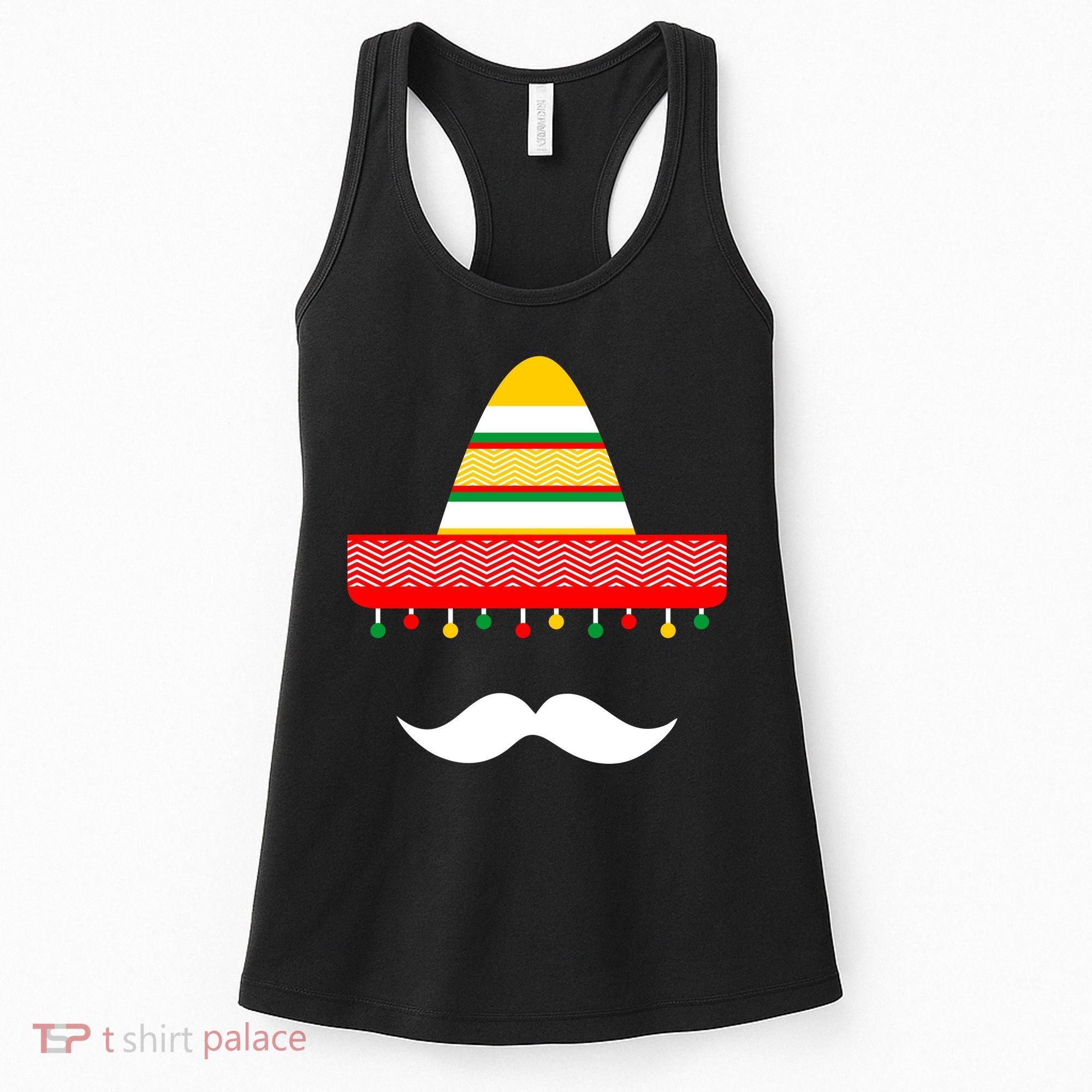 Funny Cinco De Mayo Mexican Hat Sombrero Mustache Women's Tank Top