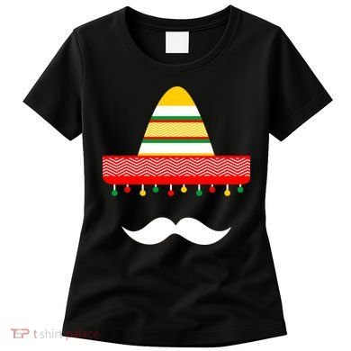 Funny Cinco De Mayo Mexican Hat Sombrero Mustache Women's T-Shirt
