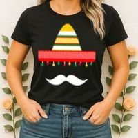 Funny Cinco De Mayo Mexican Hat Sombrero Mustache Women's T-Shirt thumb 2