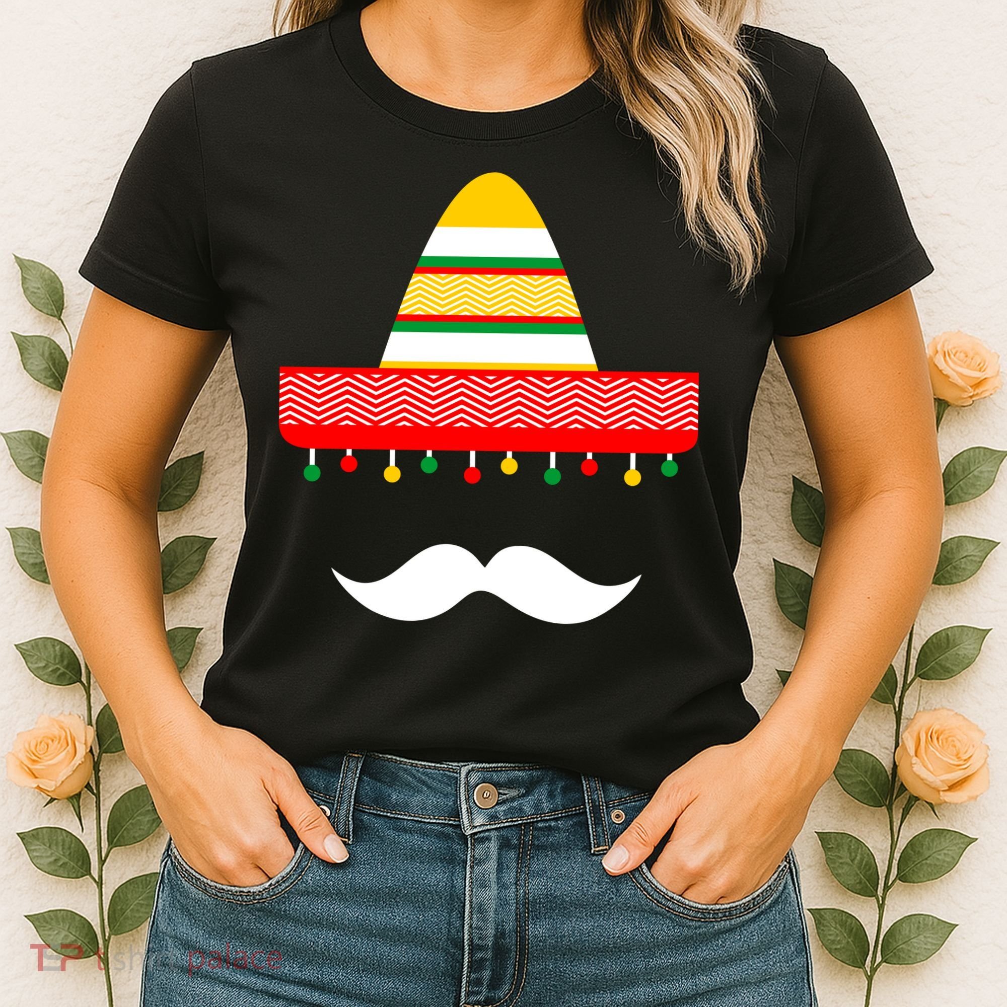 Funny Cinco De Mayo Mexican Hat Sombrero Mustache Women's T-Shirt